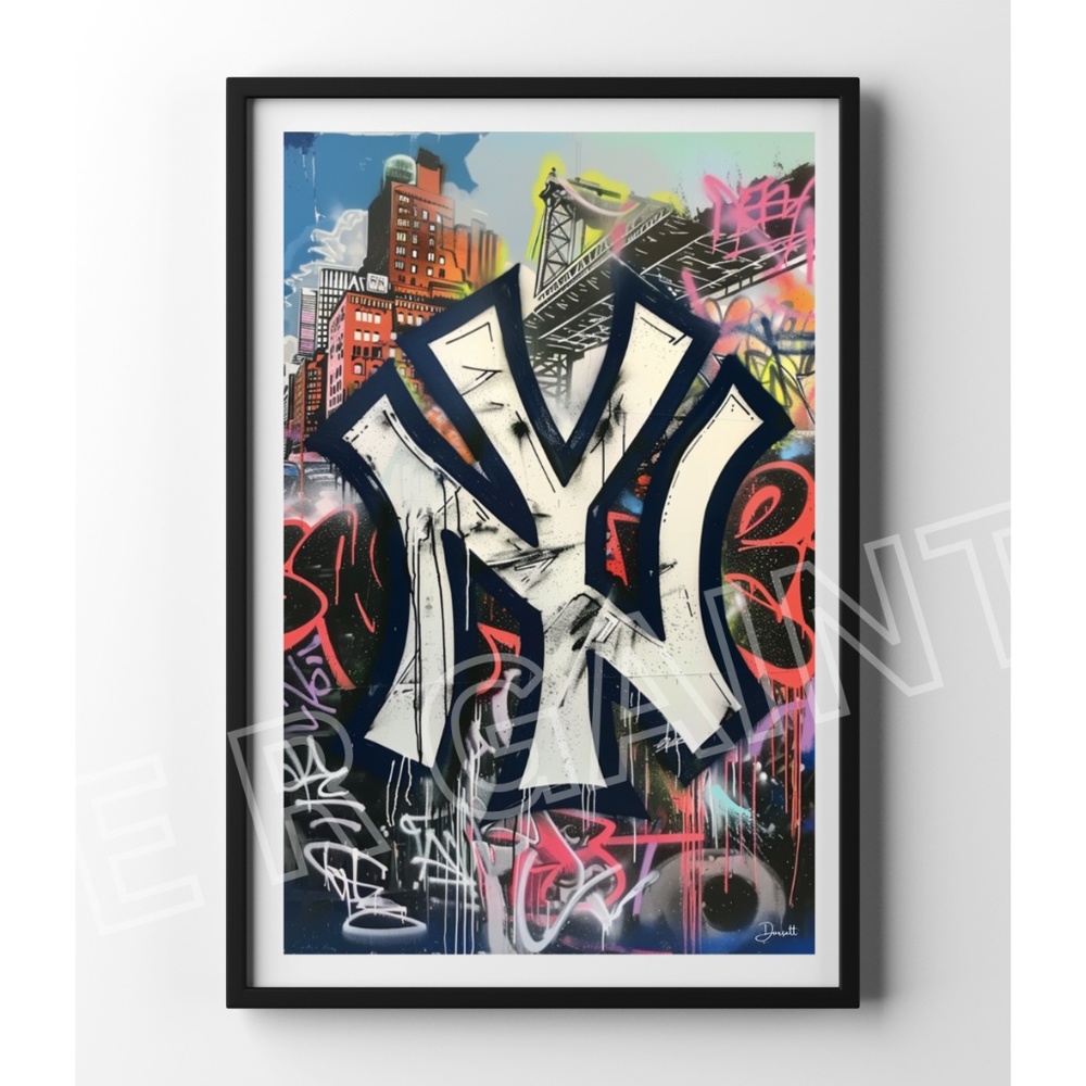 New York Yankees Poster 11x17 New York Yankees Logo Print Yankee Memorabilia